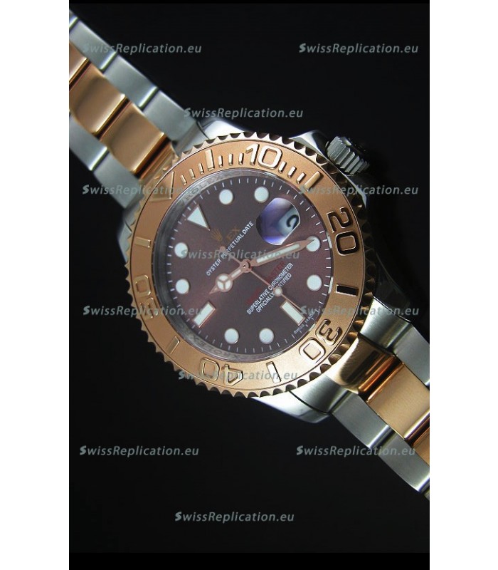 Rolex Yachtmaster Rose Gold Two Tone Grey Dial 1:1 Swiss Replica Watch 