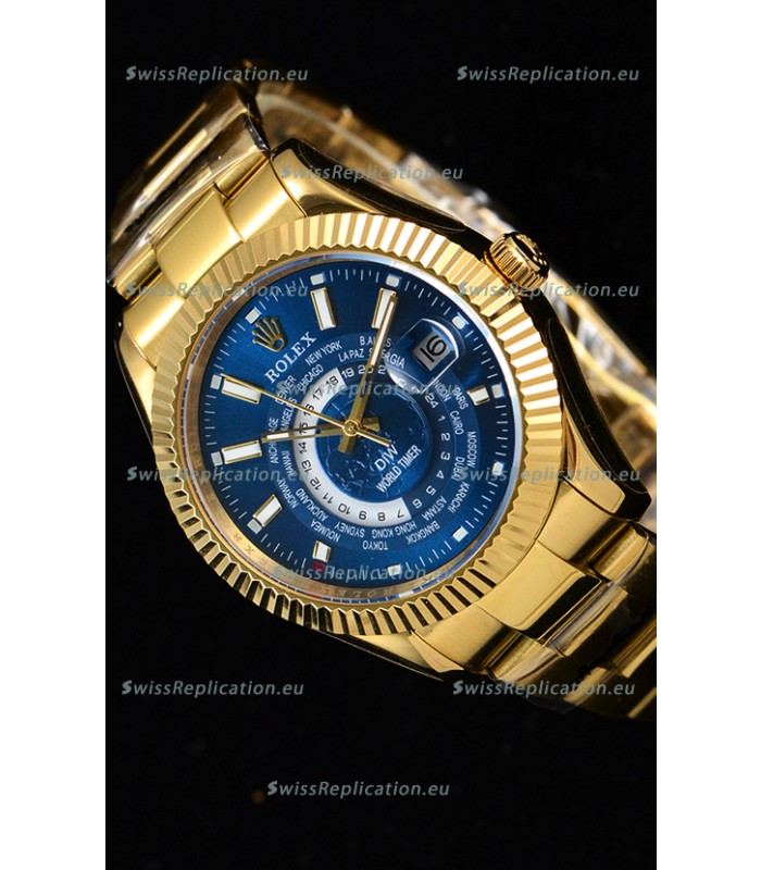Rolex SkyDweller Swiss Watch in 18K Yellow Gold Case - DIW Edition Blue Dial 