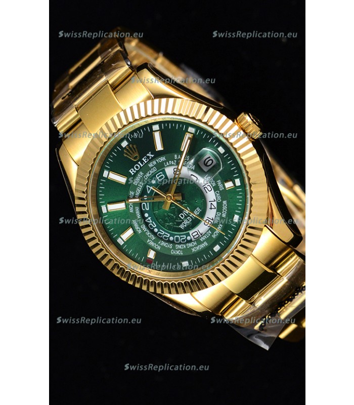 Rolex SkyDweller Swiss Watch in 18K Yellow Gold Case - DIW Edition Green Dial 