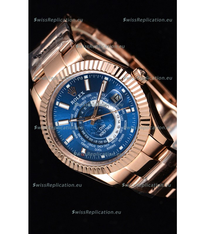 Rolex SkyDweller Swiss Watch in 18K Rose Gold Case - DIW Edition Deep Blue Dial 