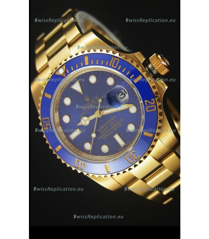 Rolex Submariner 16618 Gold Ceramic Bezel Replica 1:1 Watch with Swiss 3135 Movement