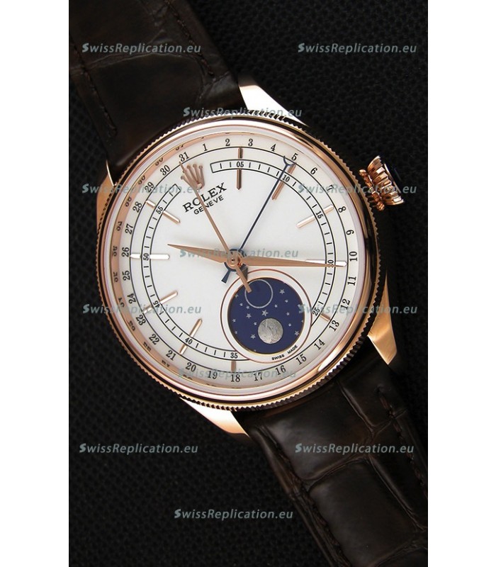 Rolex Cellini Moonphase Rose Gold REF# 50535 Swiss Replica Watch 