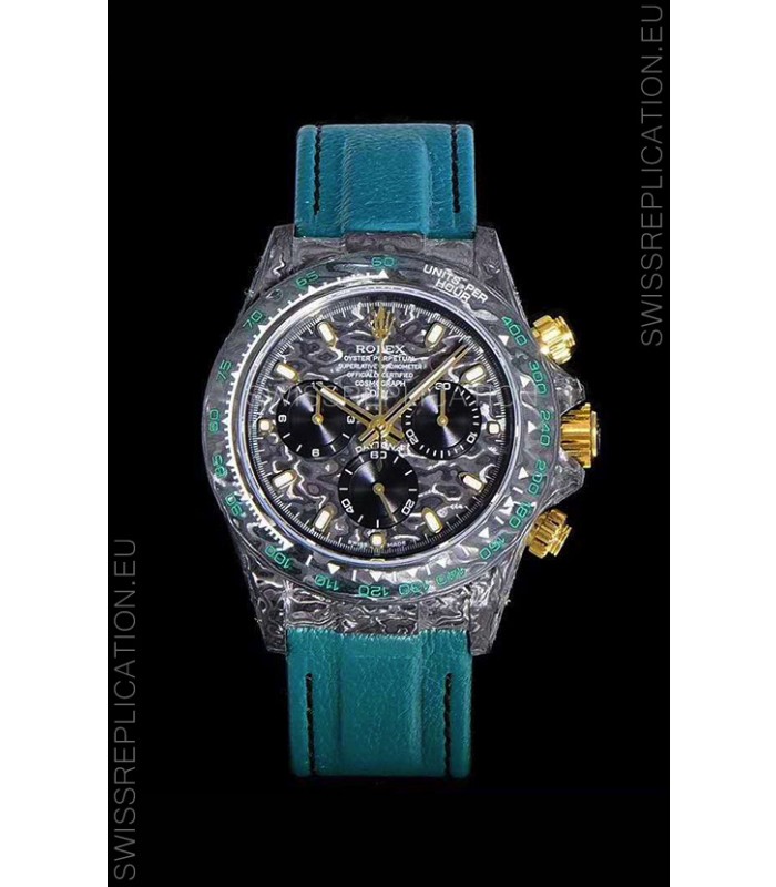 Rolex Daytona DiW Forged Cabon Casing 1:1 Mirror Replica Black Carbon Dial