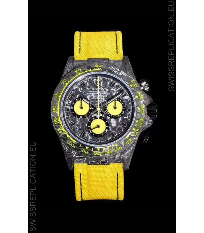 Rolex Daytona DiW Forged Cabon Casing 1:1 Mirror Replica Black Carbon Dial