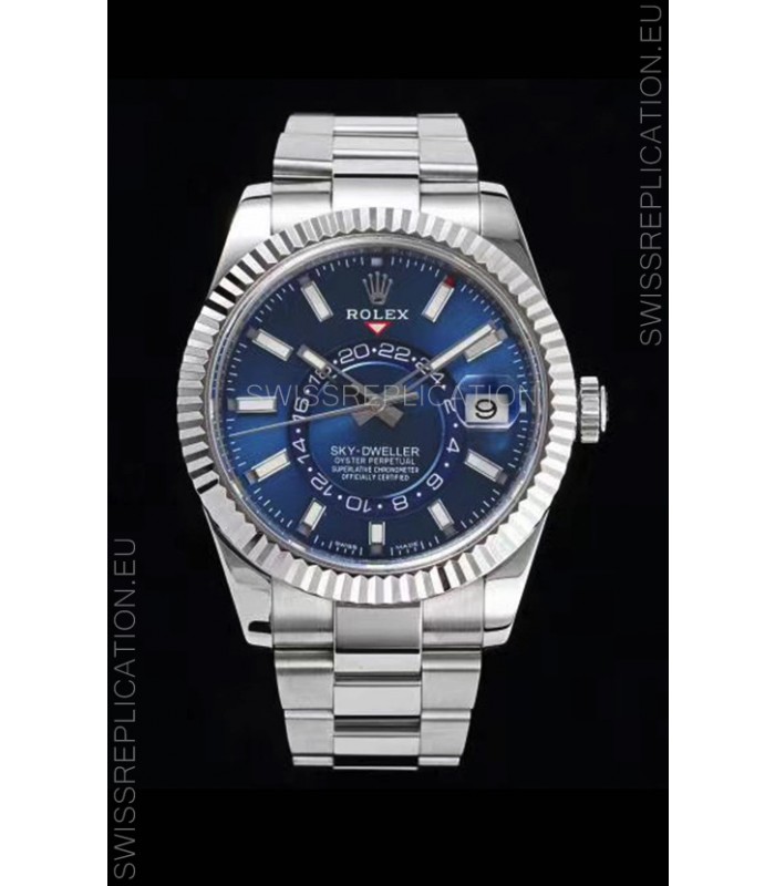 Rolex Sky-Dweller REF# 326934 Blue Dial Watch in 904L Steel Case 1:1 Mirror Replica