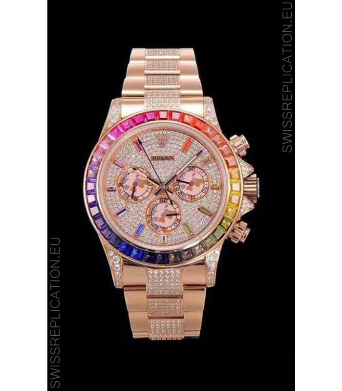 Rolex Daytona ICED OUT Rose Gold Watch Original Cal.4130 Movement - 1:1 Mirror 904L Steel Watch 