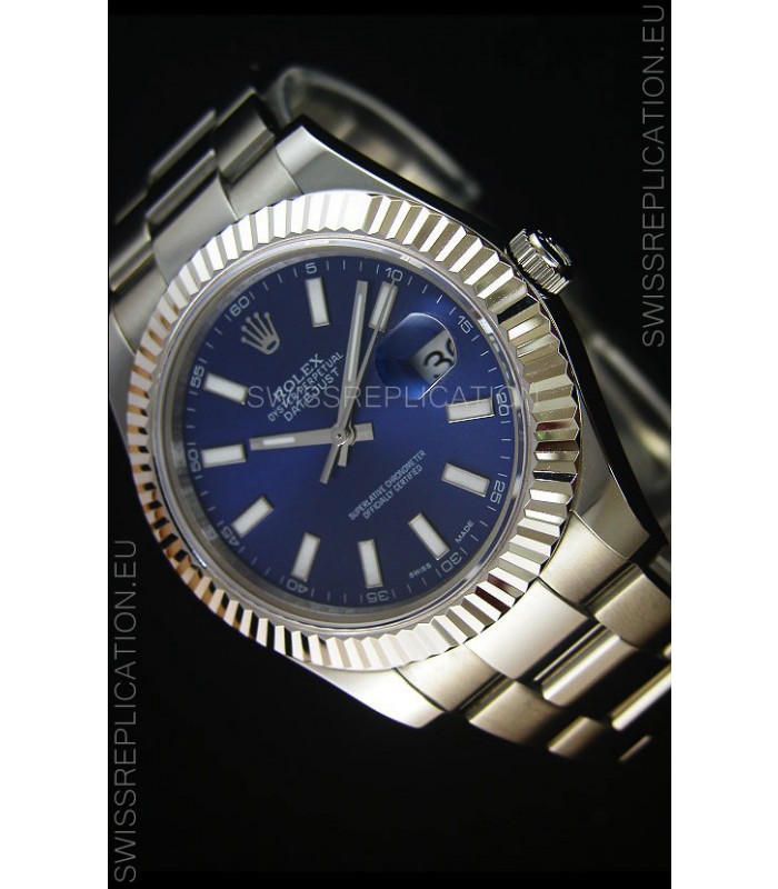 Rolex Datejust Japanese Replica Watch - Blue Dial in 41MM with Oyster Strap