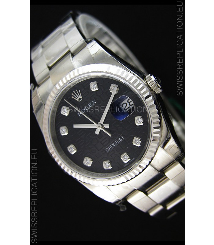 Rolex Datejust Japanese Replica Watch - Black Dial in 36MM with Oyster Strap