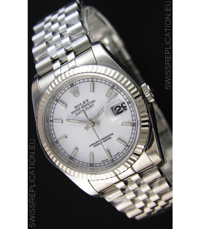 Rolex Datejust Japanese Replica Watch - White Dial in 36MM with Jubilee Strap