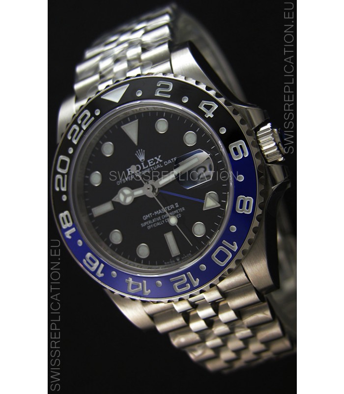 Rolex GMT Masters Batman Japanese Replica Movement Watch in Jubilee Strap 