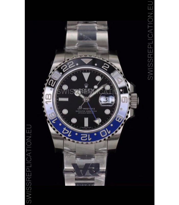 Rolex GMT Masters Batman Japanese Replica Movement Watch in Oyster Strap 