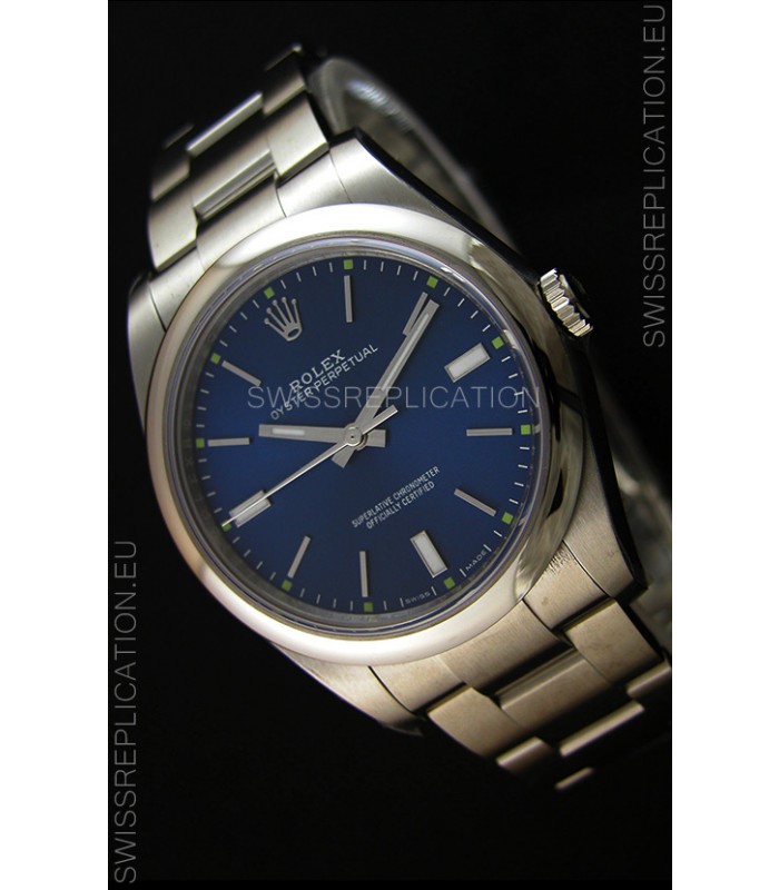 Rolex Oyster Perpetual Japanese Replica Watch - Blue Dial in 39MM Casing
