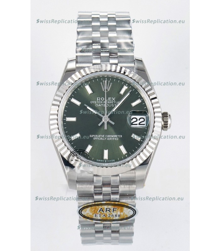 Rolex Super Clone Datejust ETA 2688 Movement 31MM Stainless Steel Case Green Dial Watch