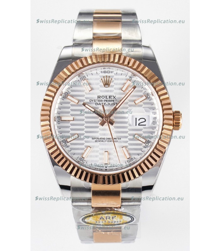 Rolex Super Clone Datejust ETA 3235 Movement 41MM Two Tone Rose Gold Plating Fluted Dial Watch