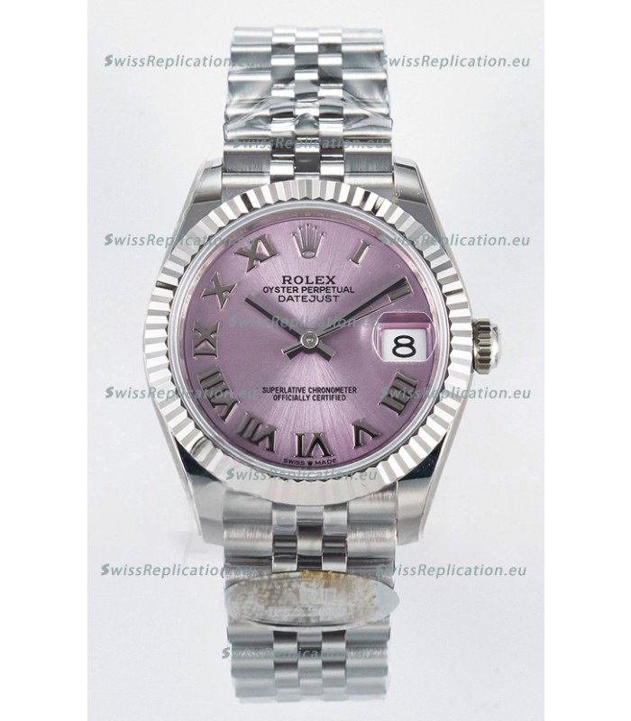 Rolex Super Clone Datejust ETA 2688 Movement 31MM Stainless Steel Pink Roman Dial Watch 