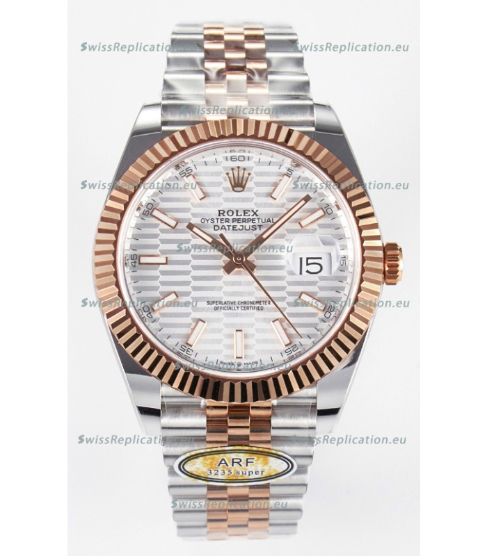 Rolex Super Clone Datejust ETA 3235 Movement 41MM Two Tone Rose Gold Plating Fluted Dial Watch