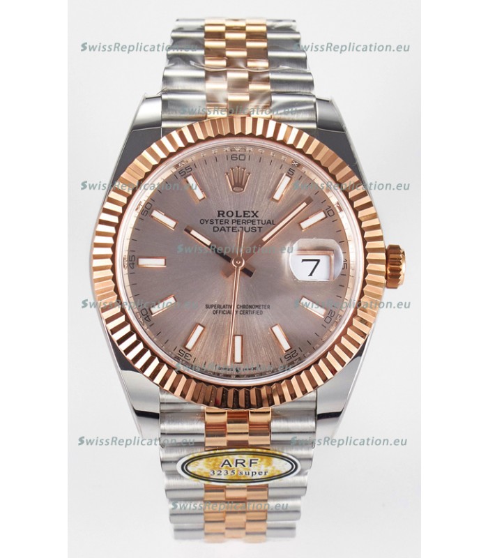 Rolex Super Clone Datejust ETA 3235 Movement 41MM Two Tone Rose Gold Plating and Dial Watch