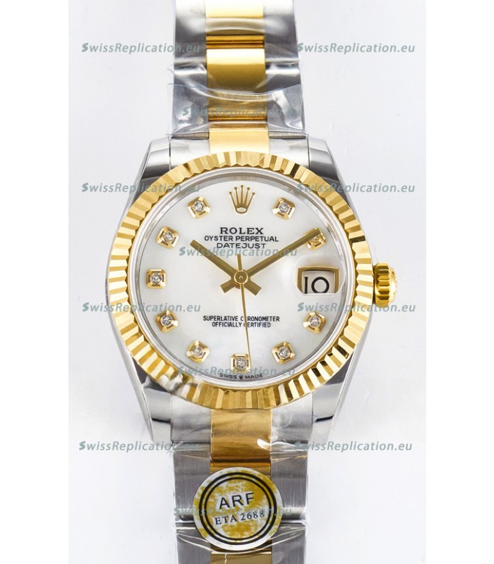 Rolex Super Clone Datejust ETA 2688 Movement 31MM Two Tone Yellow Gold Swiss Pearl Dial