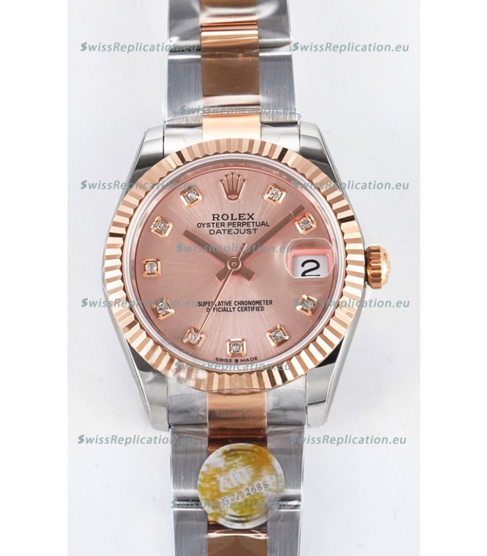 Rolex Super Clone Datejust ETA 2688 Movement 31MM Two Tone Rose Gold Casing and Dial 