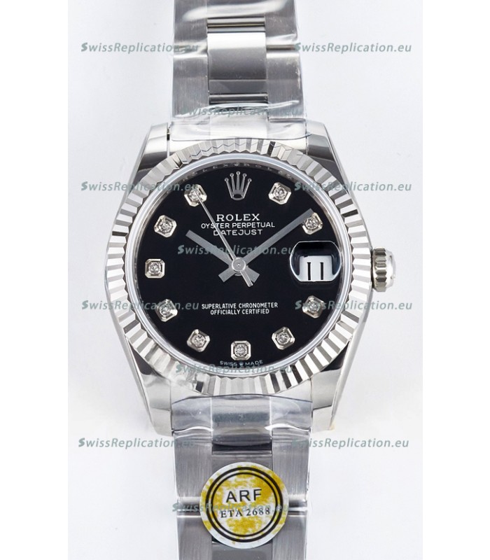 Rolex Super Clone Datejust ETA 2688 Movement 31MM Stainless Steel Black Dial Watch 