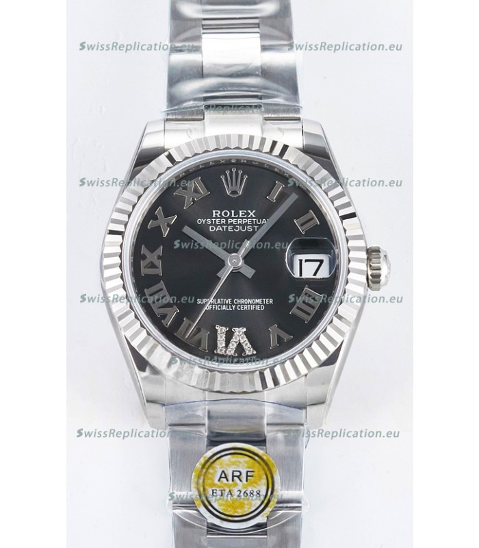 Rolex Super Clone Datejust ETA 2688 Movement 31MM Stainless Steel Grey Dial Watch 