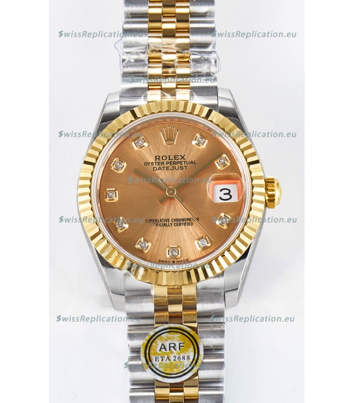 Rolex Super Clone Datejust ETA 2688 Movement 31MM Two Tone Yellow Gold Casing and Dial 