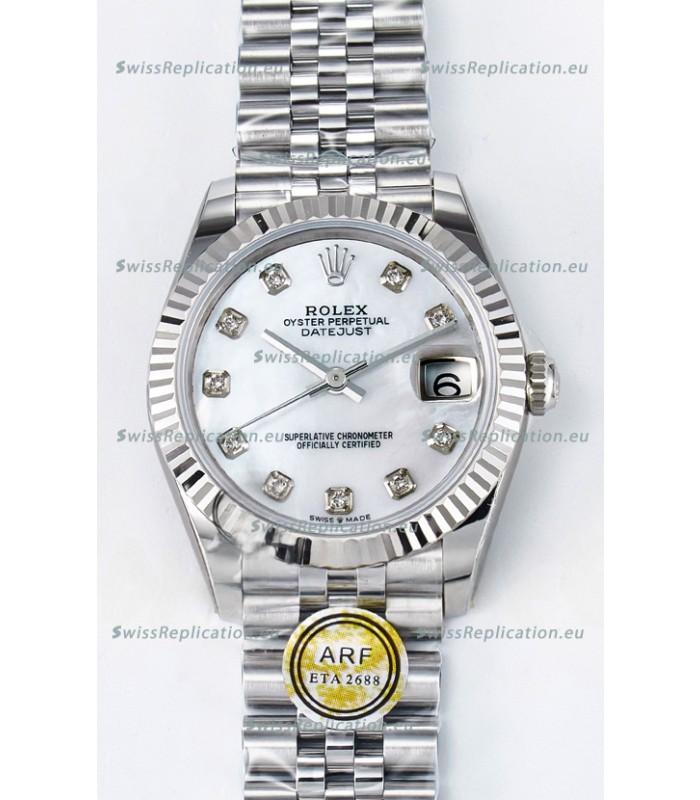 Rolex Super Clone Datejust ETA 2688 Movement 31MM Stainless Steel Pearl Dial Watch 