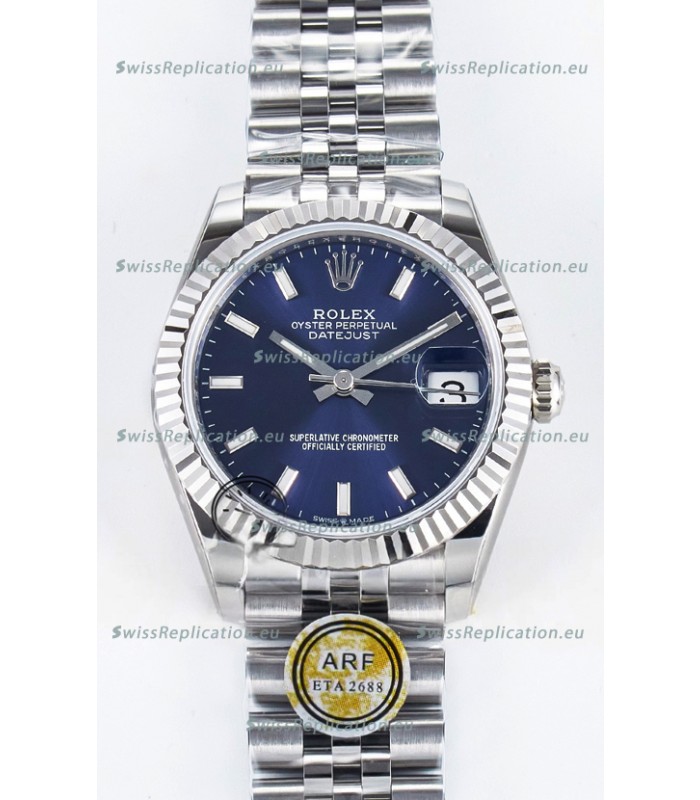 Rolex Super Clone Datejust ETA 2688 Movement 31MM Stainless Steel Blue Dial Watch 