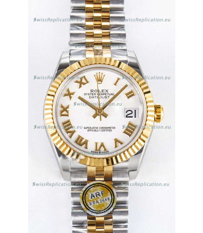 Rolex Super Clone Datejust ETA 2688 Movement 31MM Two Tone Yellow Gold Swiss White Dial