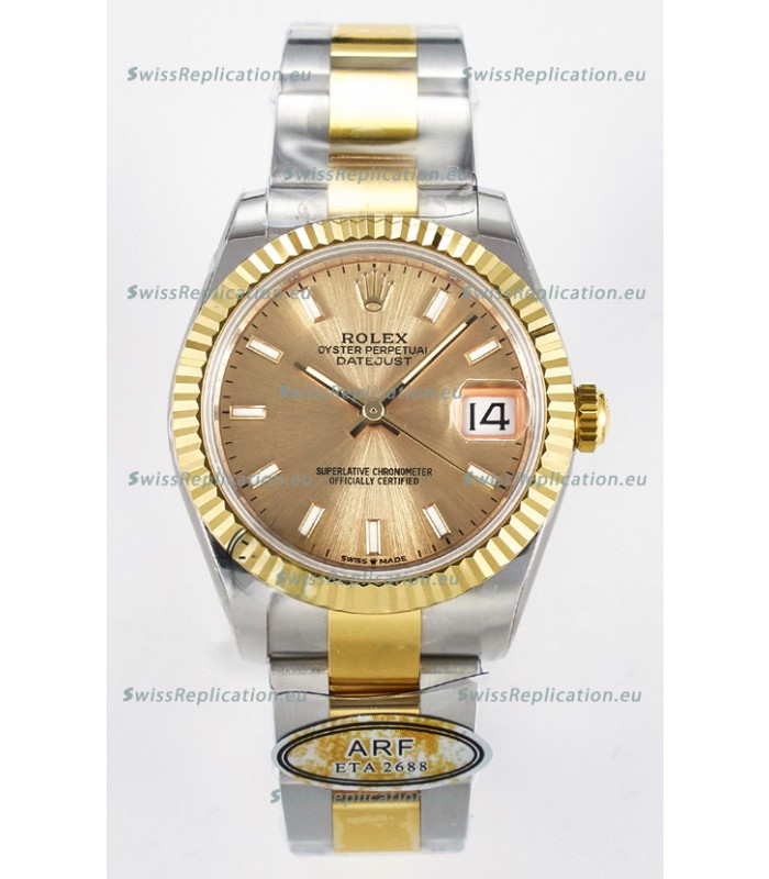 Rolex Super Clone Datejust ETA 2688 Movement 31MM Two Tone Yellow Gold Watch and Dial