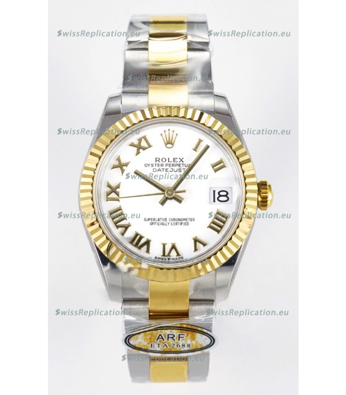 Rolex Super Clone Datejust ETA 2688 Movement 31MM Two Tone Yellow Gold Watch White Dial