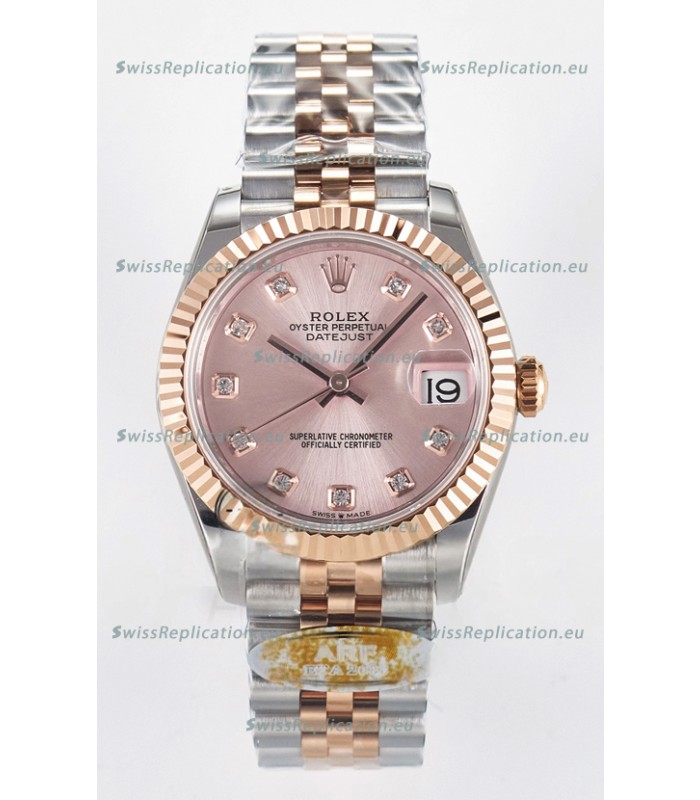 Rolex Super Clone Datejust ETA 2688 Movement 31MM Two Tone Rose Gold Swiss Champange Dial