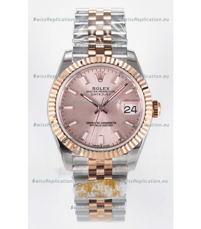 Rolex Super Clone Datejust ETA 2688 Movement 31MM Two Tone Rose Gold Swiss Champange Dial