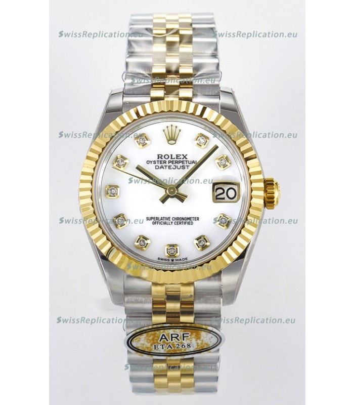 Rolex Super Clone Datejust ETA 2688 Movement 31MM Two Tone Yellow Gold Swiss White Dial