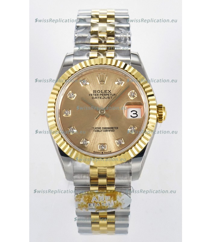 Rolex Super Clone Datejust ETA 2688 Movement 31MM Two Tone Yellow Gold Casing and Dial 