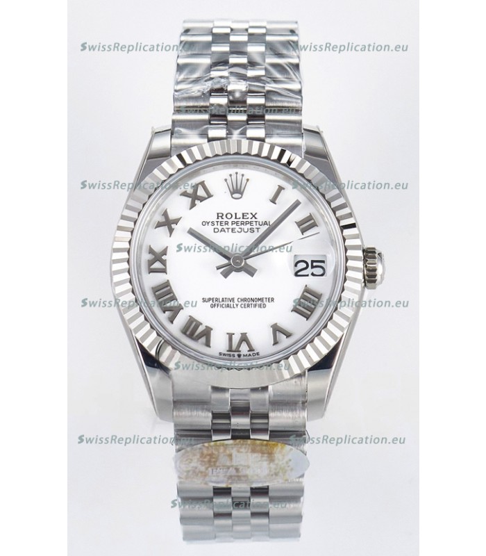 Rolex Super Clone Datejust ETA 2688 Movement 31MM Stainless Steel White Roman Dial Watch 
