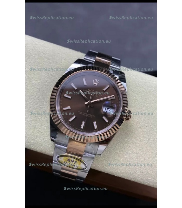 Rolex Datejust 126331 41MM ETA3235 72 Hours Power Brown Dial Oyster 1:1 Mirror Replica in Rose Gold 904L Steel