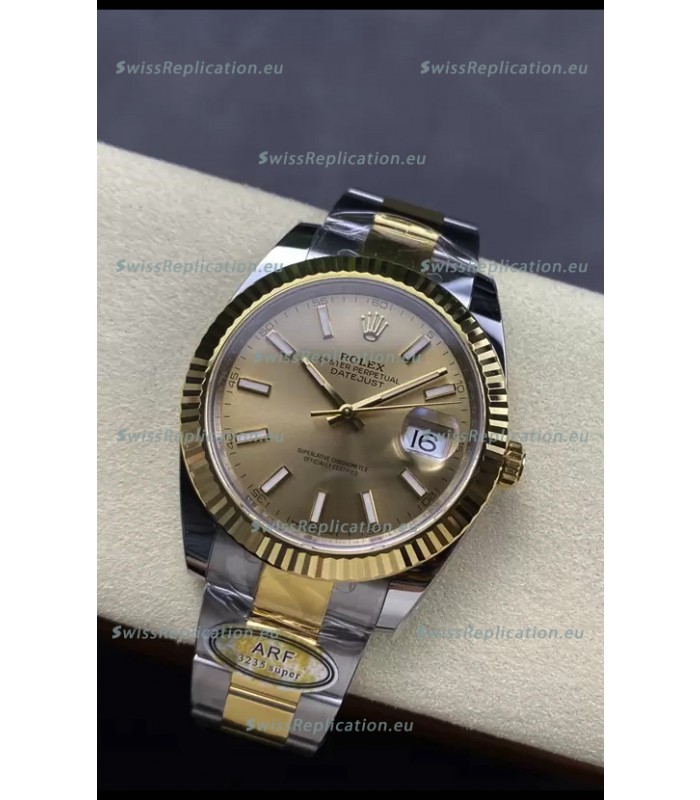 Rolex Datejust M126333 41MM ETA3235 72 Hours Power Gold Dial Oyster 1:1 Mirror Replica Yellow Gold 904L Steel