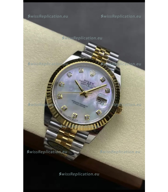 Rolex Datejust M126333 41MM ETA3235 72 Hours Power Pearl Dial Jubilee 1:1 Mirror Replica Yellow Gold 904L Steel