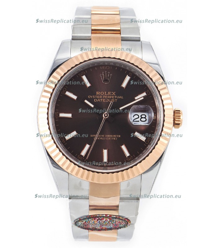 Rolex Datejust M126333 41MM ETA3235 72 Hours Power Brown Dial Oyster 1:1 Mirror Replica Rose Gold 904L Steel
