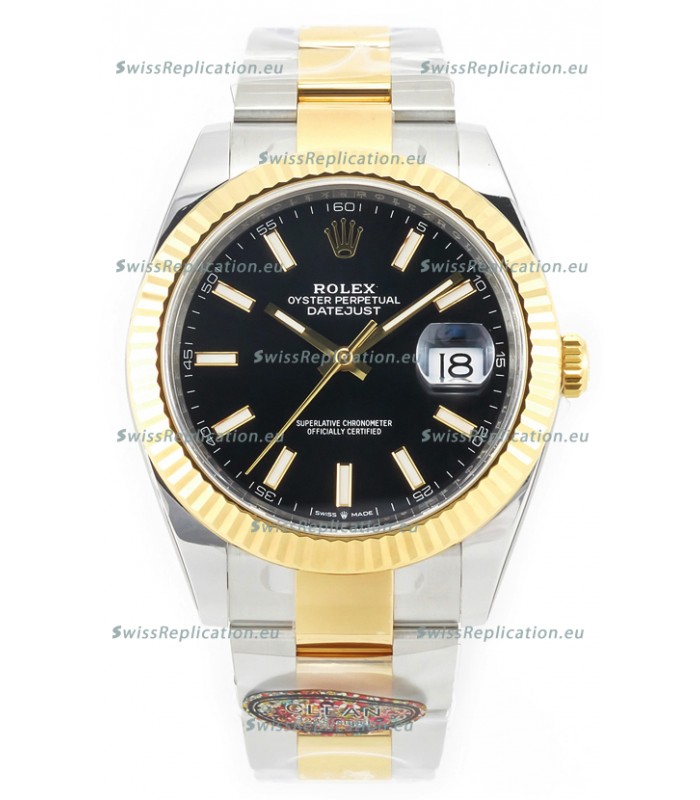 Rolex Datejust M126333 41MM ETA3235 72 Hours Power Black Dial Oyster 1:1 Mirror Replica Yellow Gold 904L Steel