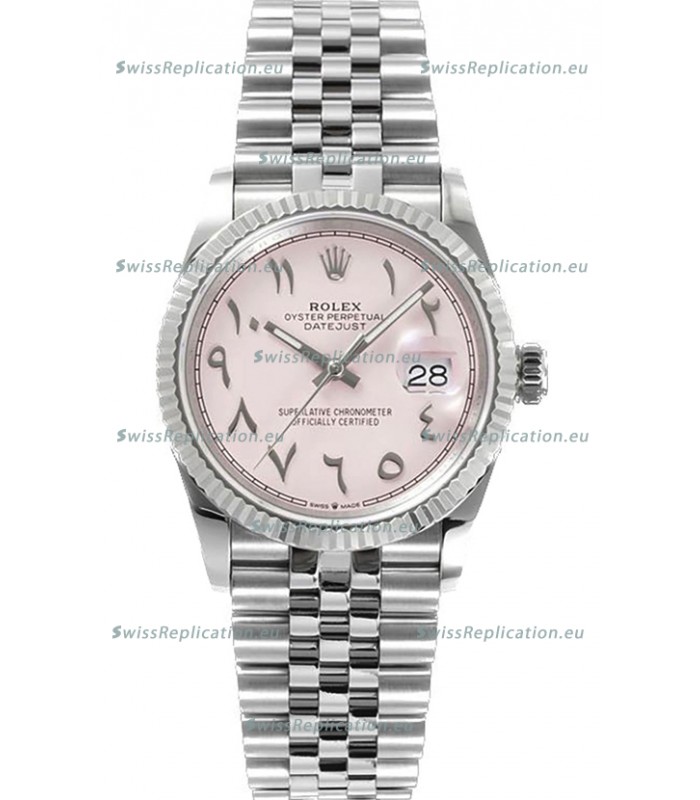 Rolex Datejust M126234 36MM ETA3235 Pink Arabic Dial - 904L Steel Casing 