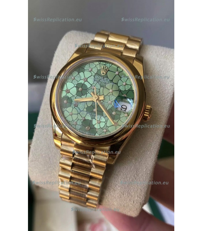 Rolex Datejust M278248 31MM Swiss Replica in Gold - Green Motif Dial 1:1 Mirror Quality