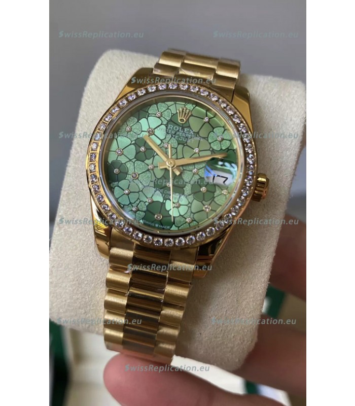 Rolex Datejust M278248 31MM Swiss Replica in Gold - Green Motif Dial 1:1 Mirror Quality