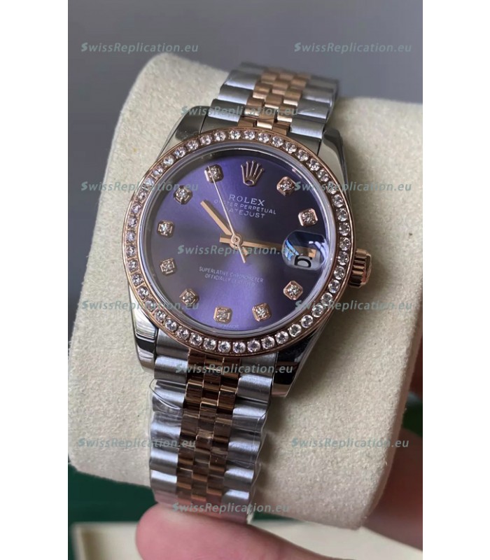 Rolex Datejust M278381RBR 31MM Swiss Replica Two Tone Rose Gold - Blue Dial 1:1 Mirror Quality
