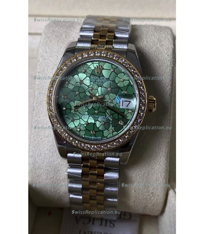 Rolex Datejust M278383RBR 31MM Swiss Replica Two Tone Yellow Gold - Floral Motif Dial 1:1 Mirror Quality