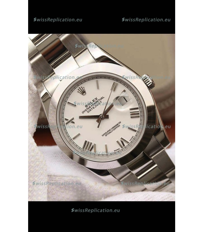 Rolex Datejust 41MM Cal.3135 Swiss 1:1 Mirror Replica Watch in 904L White Dial