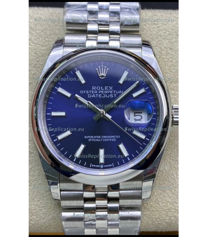 Rolex Datejust 126200-0006 36MM Swiss 1:1 Mirror Swiss Replica in 904L Steel in Blue Dial