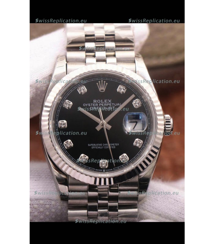 Rolex Datejust 126234 36MM Swiss Replica in 904L Steel in Black Dial 1:1 Mirror Replica