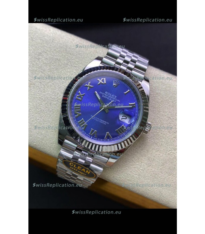 Rolex Datejust 41MM Swiss Replica in 904L Steel in Blue Dial - 1:1 Mirror Replica